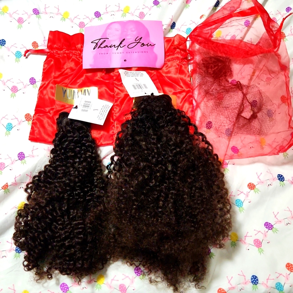2× Yummy virgin hair soft kinks- Natural Brown- 22 inches